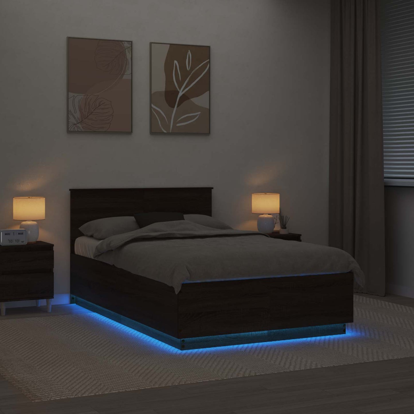 Struttura del letto con testiera Rovere Marrone 120 x 190 cm