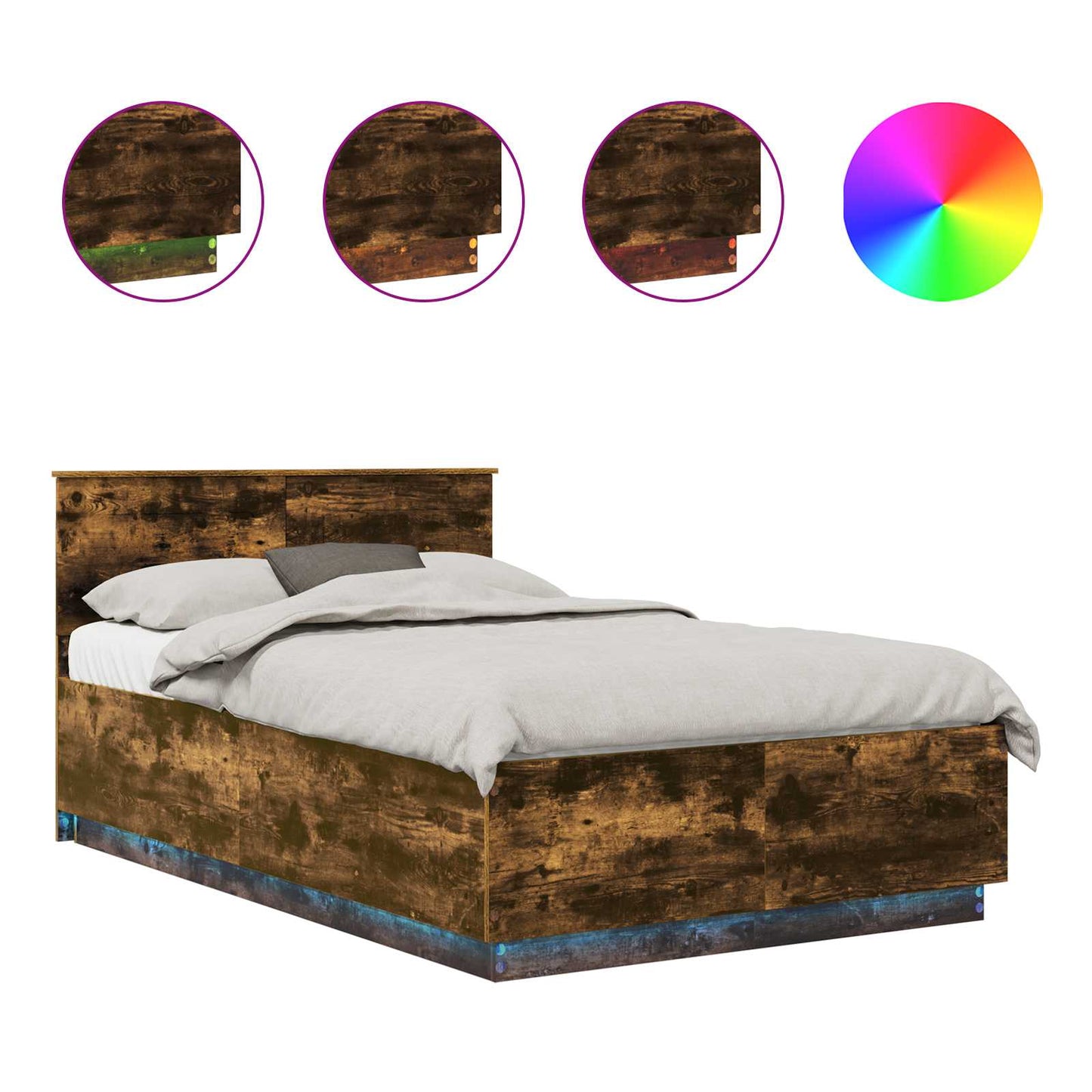 Struttura del letto Rovere fumé 120 x 200 cm Legno multistrato