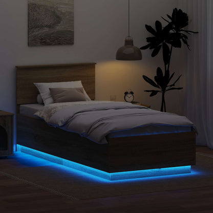 Struttura del letto con testiera Rovere Sonoma 100 x 200 cm