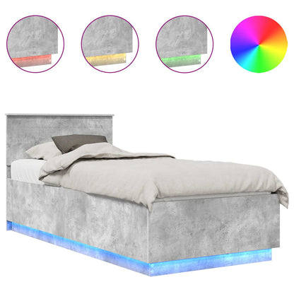 Struttura del letto con testiera Grigio cemento 90 x 190 cm