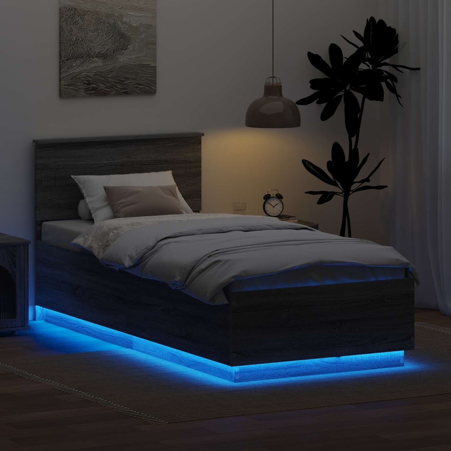 Struttura del letto Grigio Sonoma 90 x 200 cm Legno multistrato