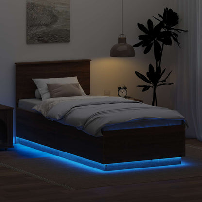 Struttura del letto con testiera Rovere Marrone 70 x 190 cm