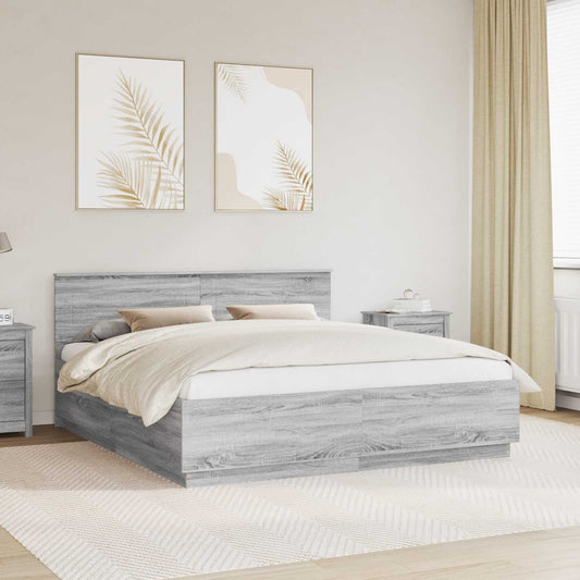 Struttura del letto con testiera Grigio Sonoma 180 x 200 cm | homemem39