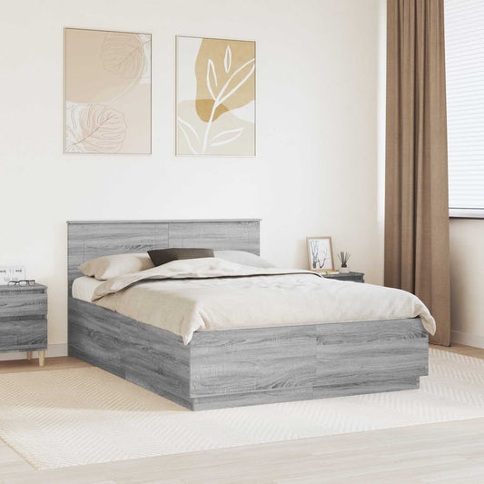 Struttura del letto con testiera Grigio Sonoma 160 x 200 cm | homemem39