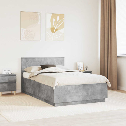 Struttura del letto con testiera Grigio Cemento 135 x 190 cm | homemem39