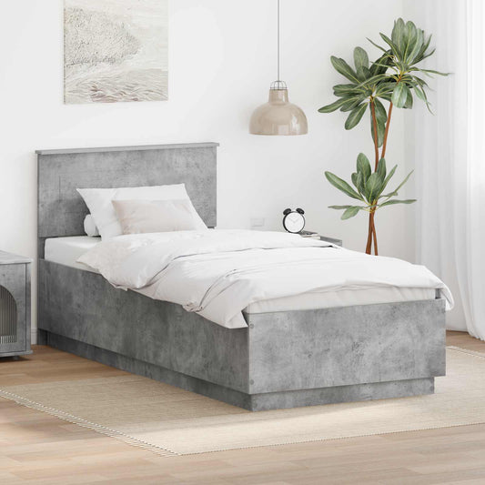 Struttura del letto con testiera Grigio Cemento 100 x 200 cm