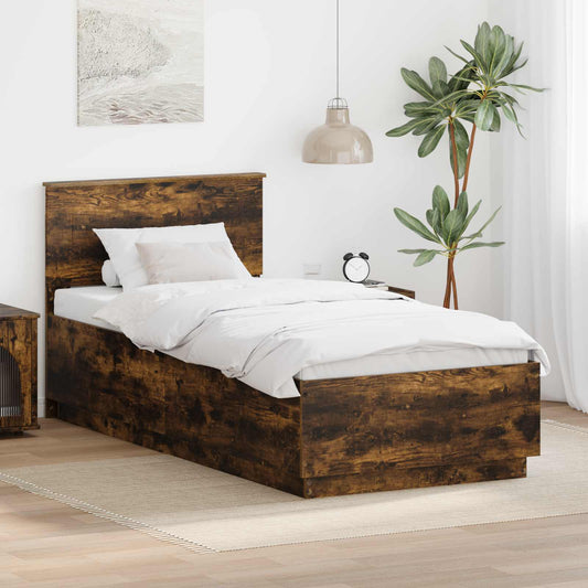 Struttura del letto con testiera Rovere Fumo 90 x 200 cm | homemem39