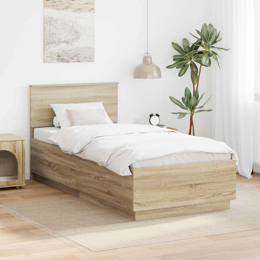 Struttura del letto con testiera Rovere Sonoma 70 x 190 cm