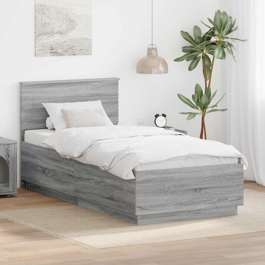 Struttura del letto con testiera Grigio Sonoma 70 x 190 cm