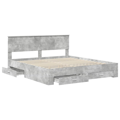 Struttura del letto con testiera Grigio cemento 200 x 200 cm | homemem39