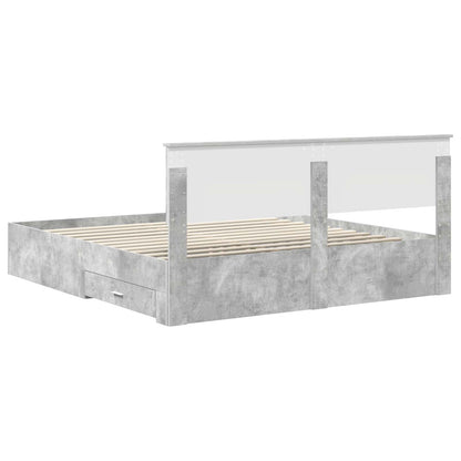 Struttura del letto con testiera Grigio cemento 200 x 200 cm | homemem39