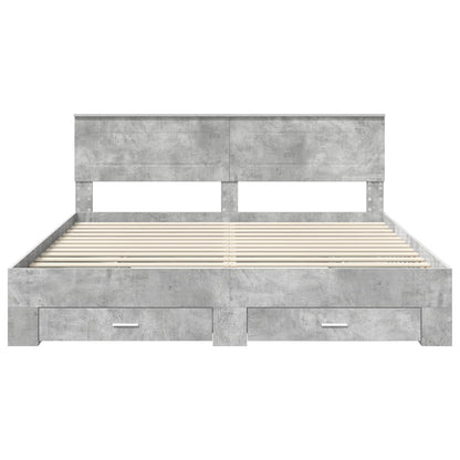 Struttura del letto con testiera Grigio cemento 200 x 200 cm | homemem39