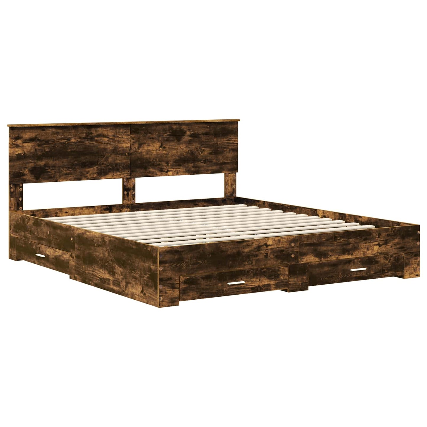 Struttura del letto Rovere fumé 200 x 200 cm Legno multistrato | homemem39