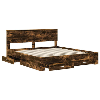 Struttura del letto Rovere fumé 200 x 200 cm Legno multistrato | homemem39