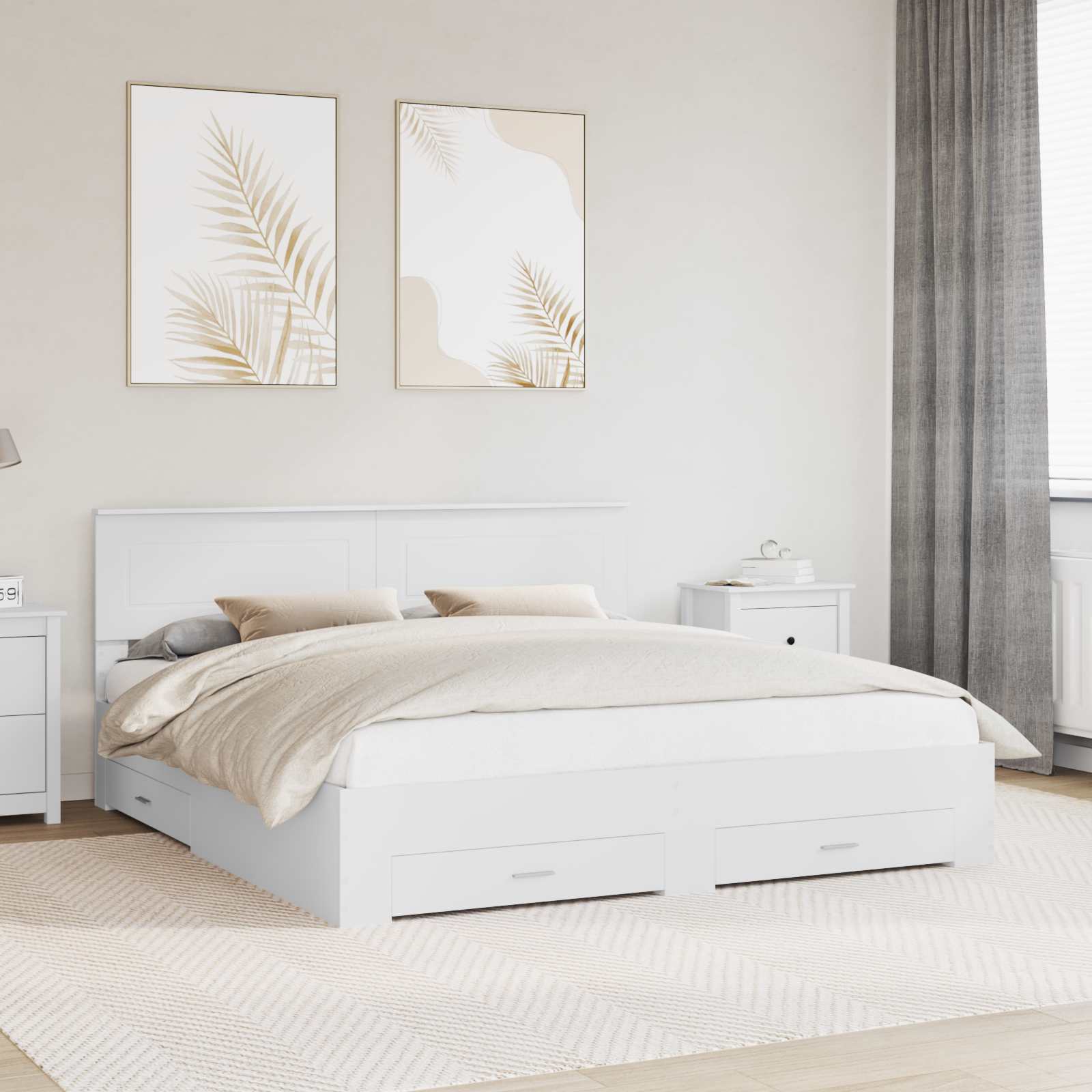 Struttura del letto Bianco 180 x 200 cm Legno multistrato | homemem39