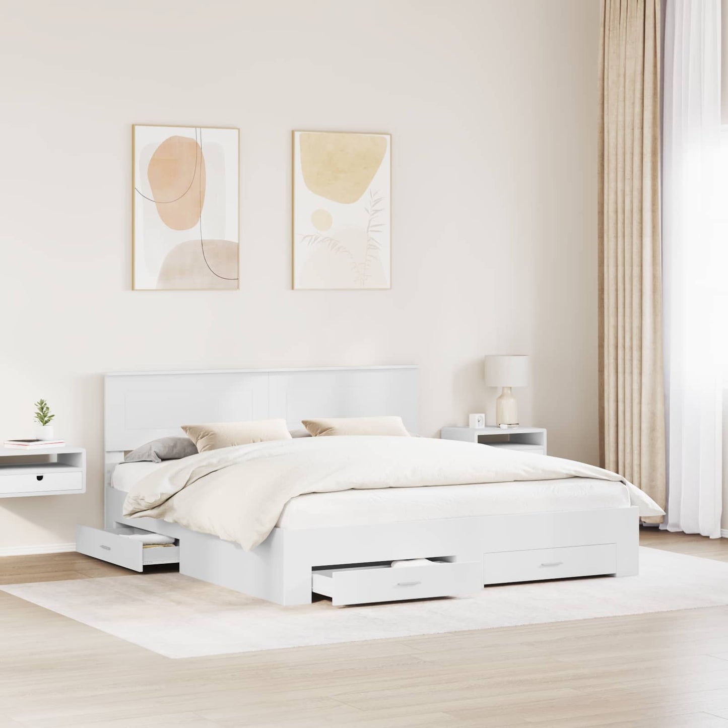 Struttura del letto Bianco 180 x 200 cm Legno multistrato | homemem39