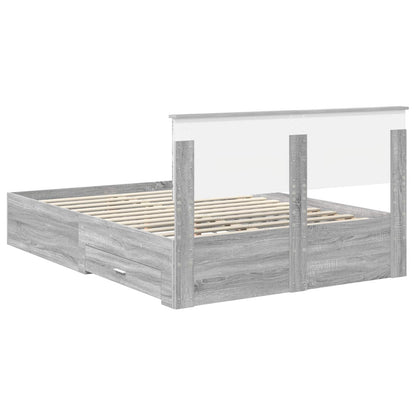 Struttura del letto con testiera Grigio Sonoma 160 x 200 cm | homemem39