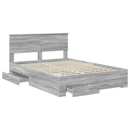Struttura del letto con testiera Grigio Sonoma 150 x 200 cm | homemem39