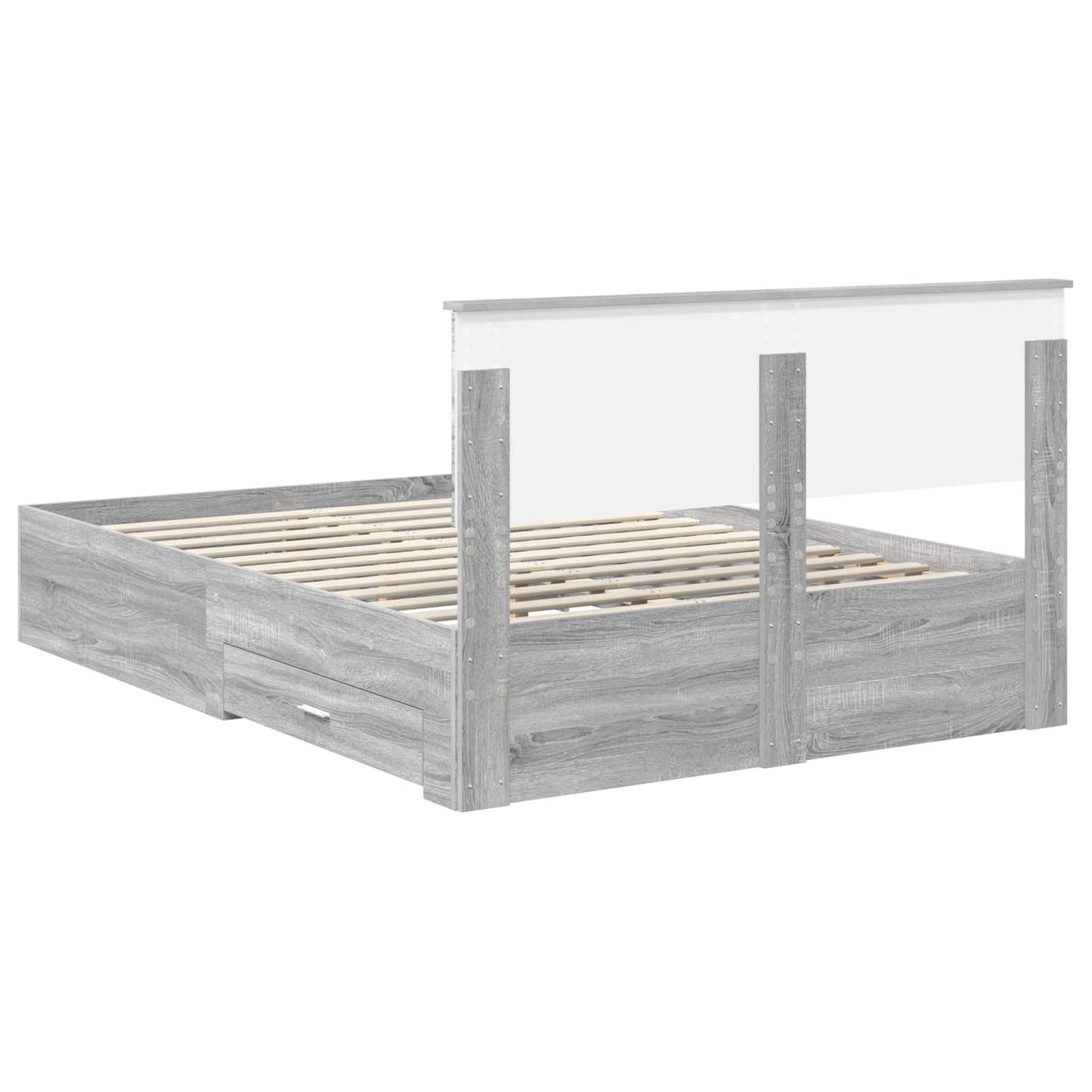 Struttura del letto con testiera Grigio Sonoma 150 x 200 cm | homemem39