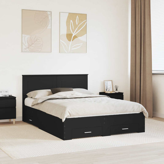 Struttura del letto Nero 140 x 190 cm Legno multistrato | homemem39