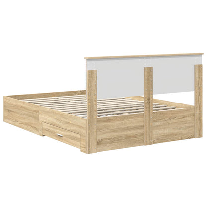 Struttura del letto con testiera Rovere Sonoma 140 x 190 cm | homemem39