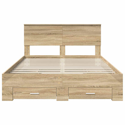 Struttura del letto con testiera Rovere Sonoma 140 x 190 cm | homemem39