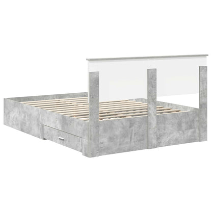 Struttura del letto con testiera Grigio cemento 140 x 190 cm | homemem39