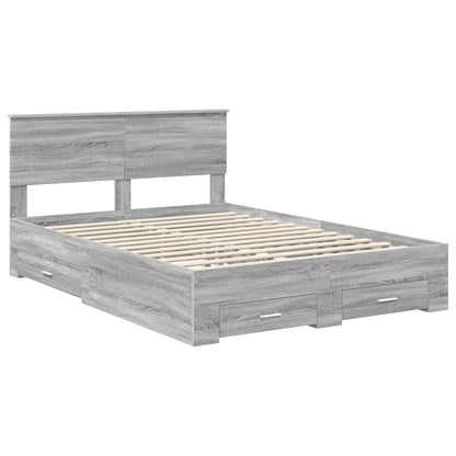 Struttura del letto con testiera Grigio Sonoma 140 x 190 cm | homemem39