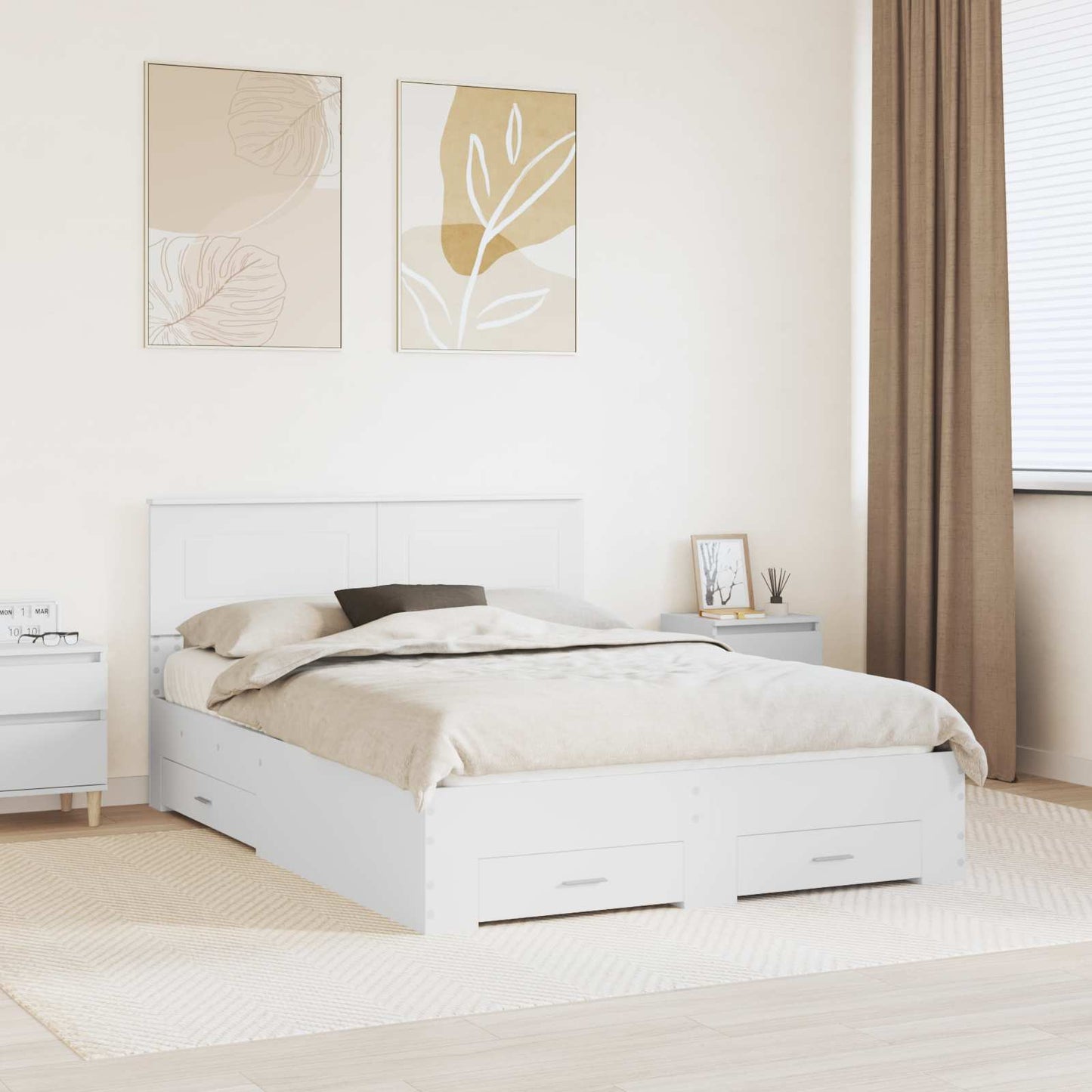 Struttura del letto Bianco 140 x 200 cm Legno multistrato | homemem39