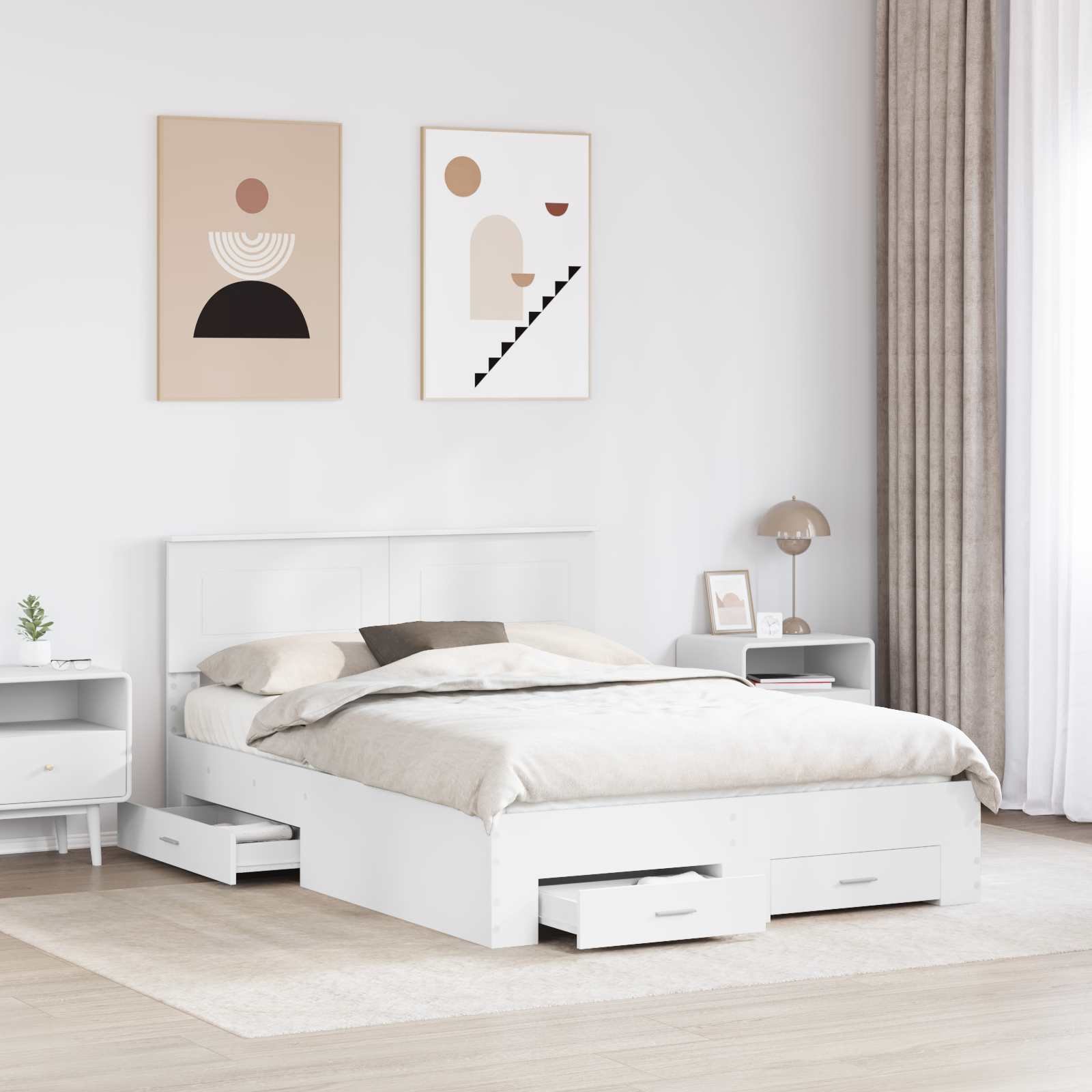 Struttura del letto Bianco 140 x 200 cm Legno multistrato | homemem39