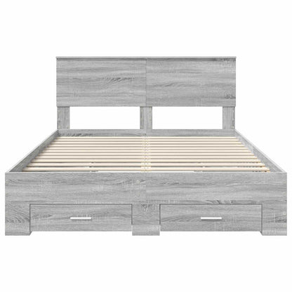 Struttura del letto con testiera Grigio Sonoma 140 x 200 cm | homemem39