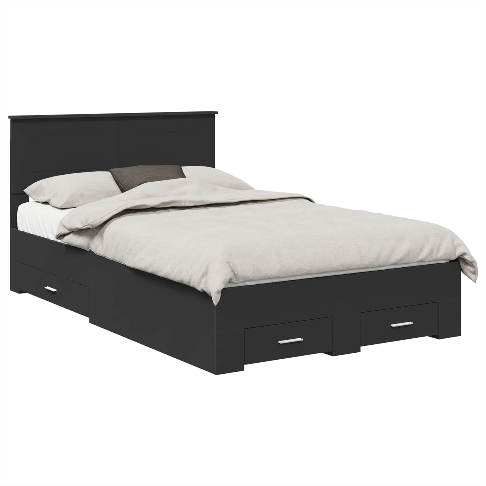 Struttura del letto Nero 135 x 190 cm Legno multistrato | homemem39