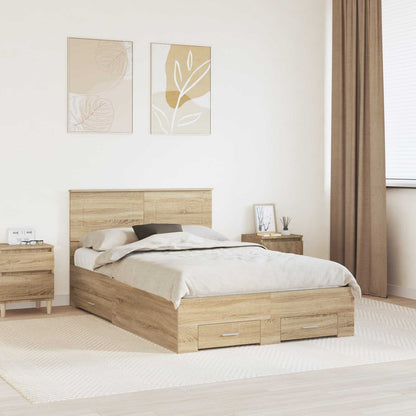 Struttura del letto con testiera Rovere Sonoma 135 x 190 cm | homemem39