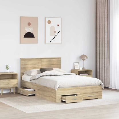 Struttura del letto con testiera Rovere Sonoma 135 x 190 cm | homemem39