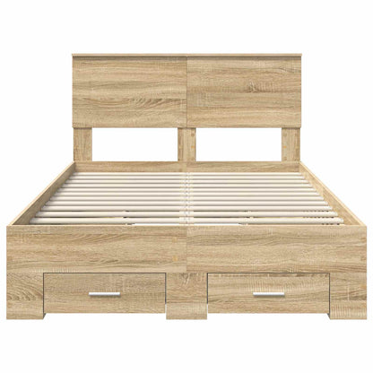 Struttura del letto con testiera Rovere Sonoma 135 x 190 cm | homemem39