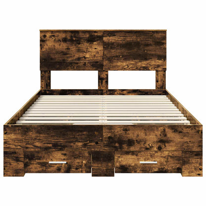 Struttura del letto Rovere fumé 135 x 190 cm Legno multistrato | homemem39