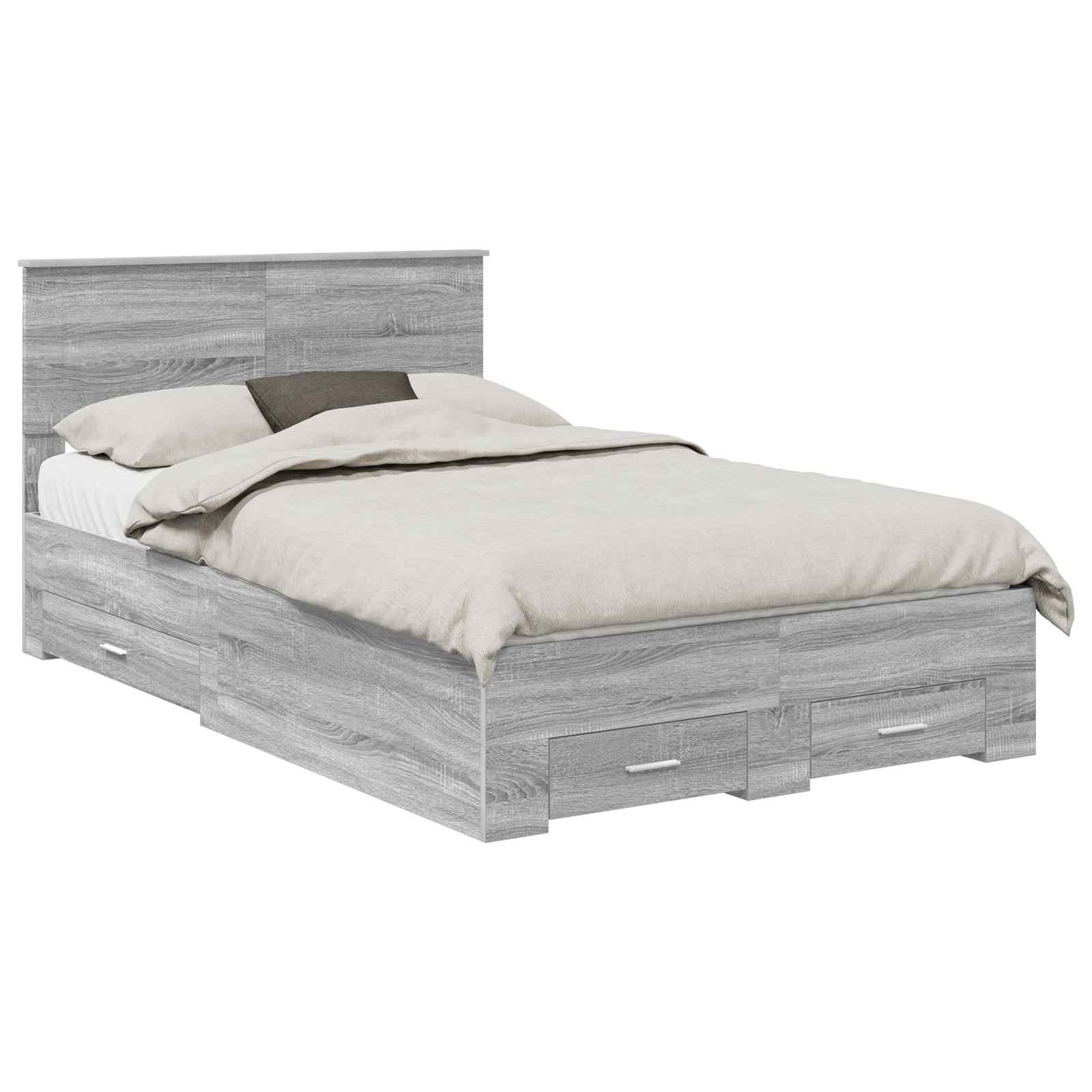 Struttura del letto con testiera Grigio Sonoma 135 x 190 cm | homemem39