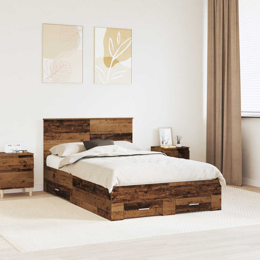 Struttura del letto con cassetto Legno vecchio 120 x 190 cm