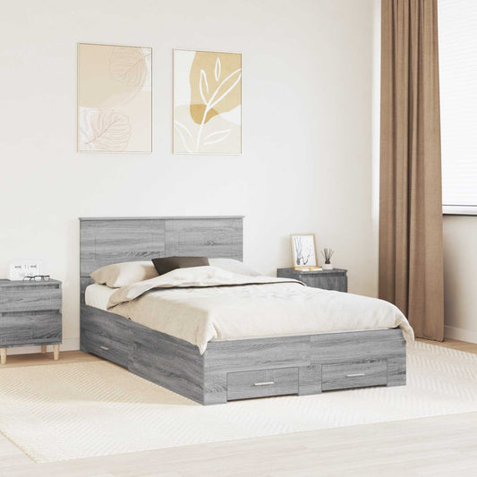 Struttura del letto con testiera Grigio Sonoma 120 x 200 cm | homemem39