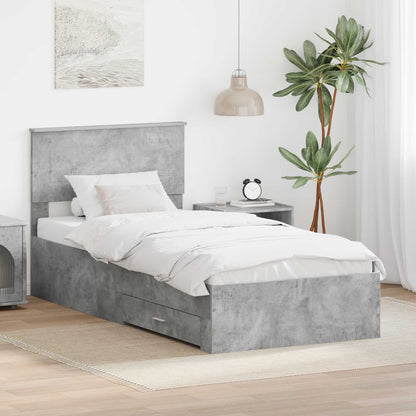 Struttura del letto con testiera Grigio cemento 100 x 200 cm | homemem39