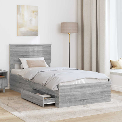 Struttura del letto con testiera Grigio Sonoma 100 x 200 cm | homemem39