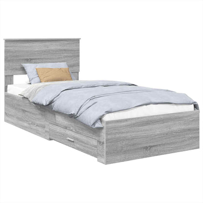 Struttura del letto con testiera Grigio Sonoma 100 x 200 cm | homemem39