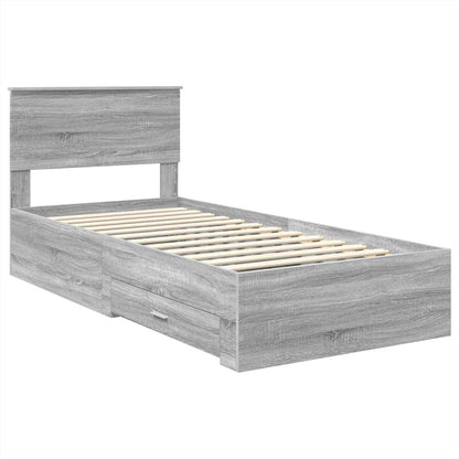 Struttura del letto con testiera Grigio Sonoma 100 x 200 cm | homemem39