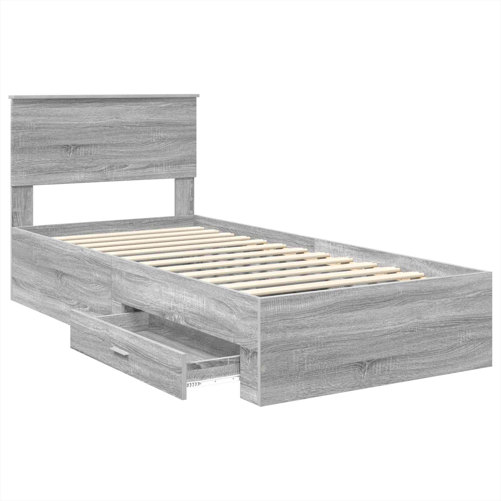 Struttura del letto con testiera Grigio Sonoma 100 x 200 cm | homemem39
