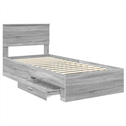 Struttura del letto con testiera Grigio Sonoma 100 x 200 cm | homemem39