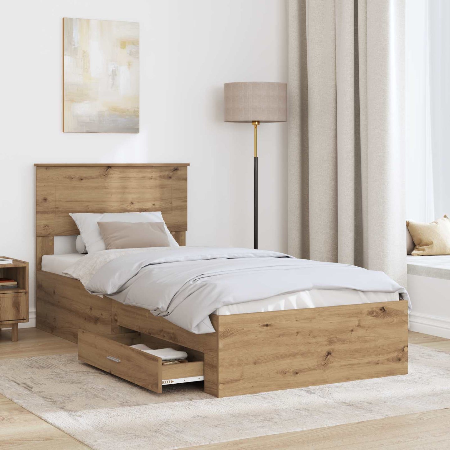 Struttura del letto Rovere artigianale 100 x 200 cm | homemem39