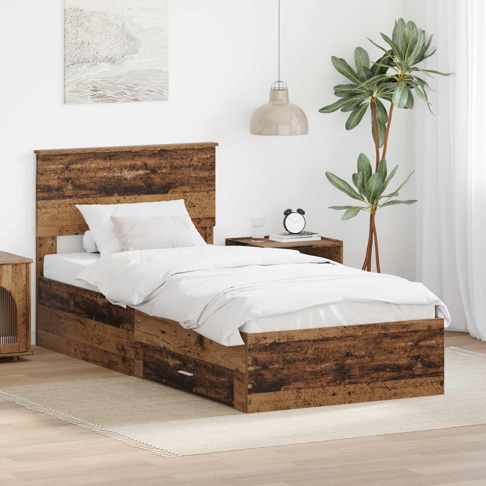Struttura del letto Legno vecchio 90 x 190 cm Legno multistrato | homemem39