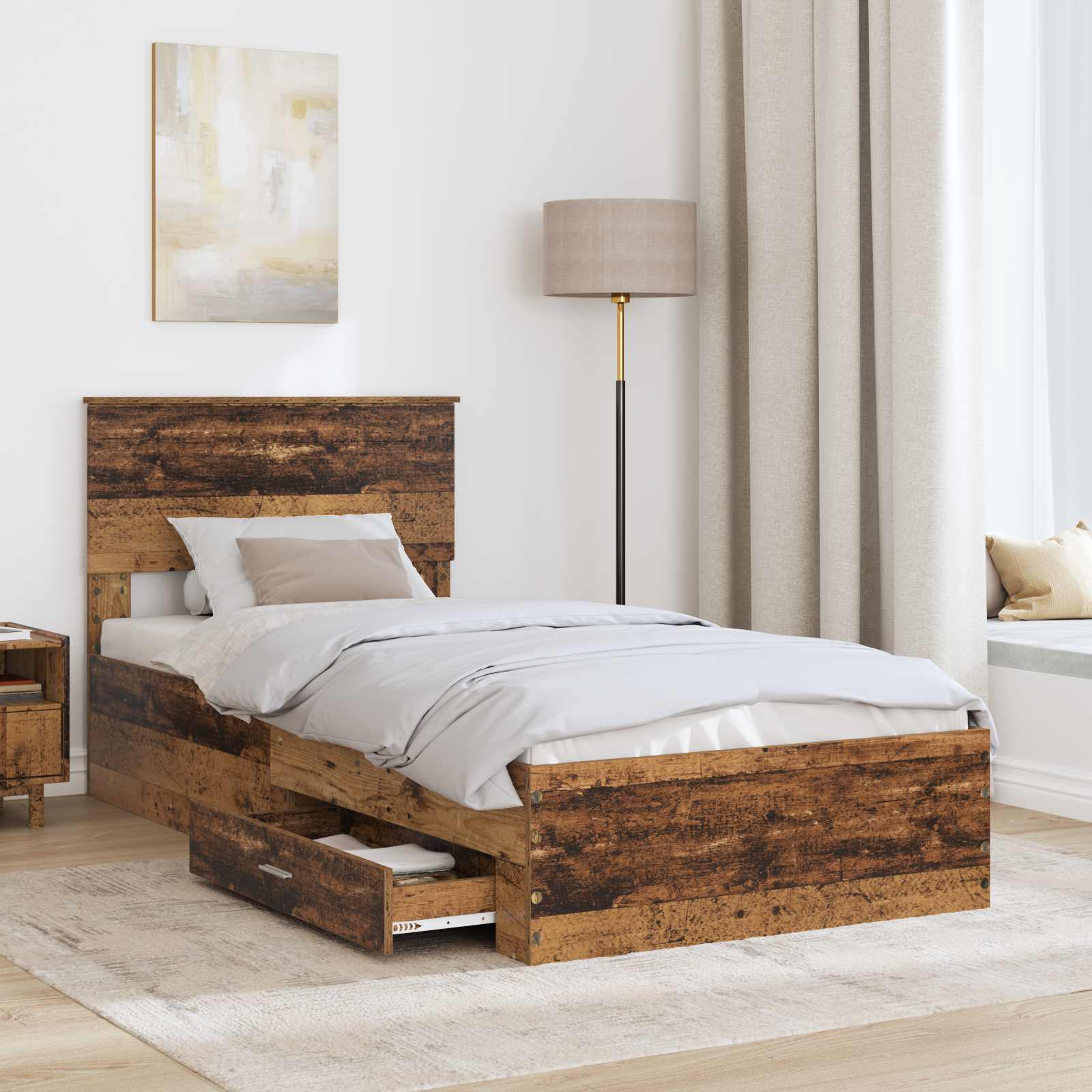 Struttura del letto Legno vecchio 90 x 190 cm Legno multistrato | homemem39