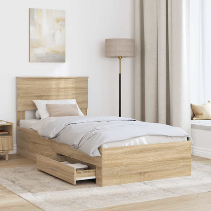 Struttura del letto Rovere Sonoma 90 x 200 cm Legno multistrato | homemem39