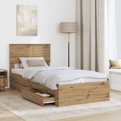 Struttura del letto con cassetto Rovere artigianale 90 x 200 cm | homemem39